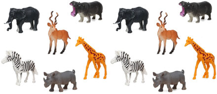 12x Plastic safari/jungle dieren speelgoed figuren 14 cm voor kinderen - Speelfigurenset