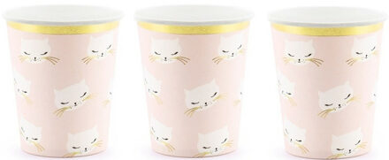 12x Poes/katten thema feest bekers 200 ml