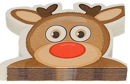 12x Rendier vorm Kerst servetten 33 x 33 cm - Feestservetten Multikleur