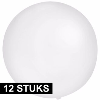12x Ronde ballon wit 60 cm voor helium of lucht