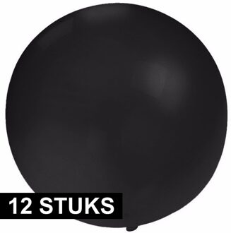 12x Ronde ballon zwart 60 cm voor helium of lucht