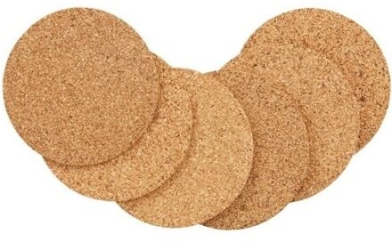 12x Ronde glazen onderzetters - van kurk - dia 10 cm