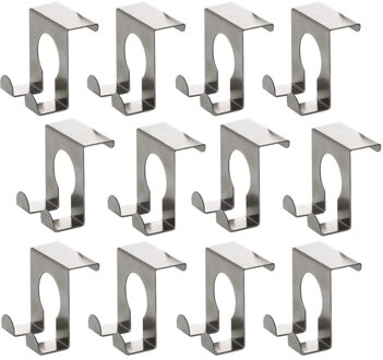 12x RVS deurhaken 5 cm - Huishouden deurhaken van RVS 12 stuks - Ophanghaakjes