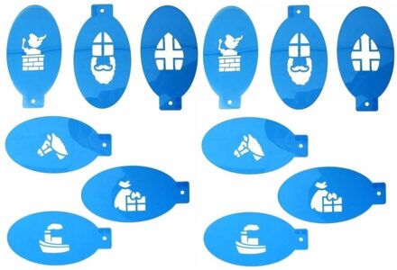 12x Schmink sjablonen Sint/Piet/Amerigo - Sinterklaas gezichtsschmink sjabloon 12 stuks