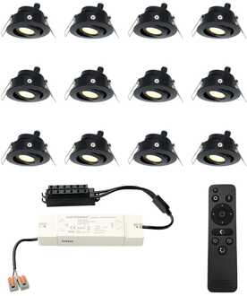 12x Sienna - Mini LED spotjes 12V IP44 Dimbaar via Zwart