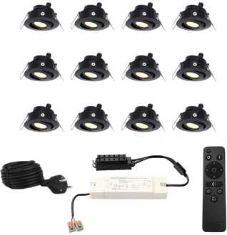 12x Sienna - Mini LED spotjes 12V IP44 Dimbaar via Zwart