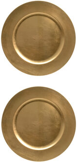 12x stuks diner borden/onderborden goud glimmend 33 cm
