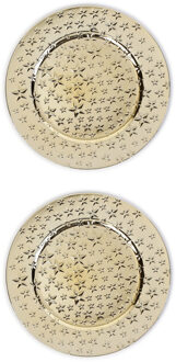 12x stuks diner borden/onderborden goud met sterren 33 cm