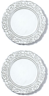 12x stuks diner borden/onderborden wit brocante 33 cm