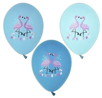 12x stuks Flamingo print ballonnen 29 cm - Ballonnen Multikleur