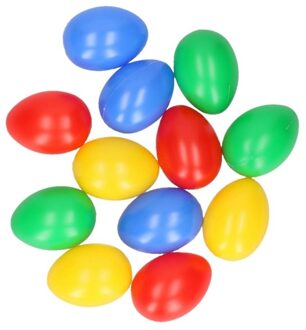 12x stuks Gekleurde plastic eieren 4 ,5 cm - Feestdecoratievoorwerp