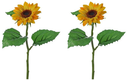 12x stuks gele zonnebloemen kunstbloemen 35 cm - Helianthus - Kunstbloemen boeketten geel