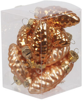 12x stuks glazen dennenappels kersthangers oranje (autumn sunset) 6 cm mat/glans - Kersthangers