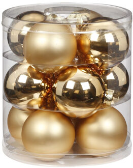 12x stuks glazen kerstballen goud 8 cm glans en mat - Kerstbal Goudkleurig