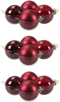 12x stuks glazen kerstballen rood/donkerrood 10 cm mat/glans