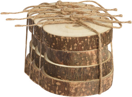 12x stuks houten decoratie boomschijven/boomschijfjes onderzetters D10 cm
