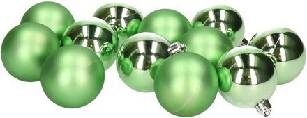 12x stuks kunststof kerstballen kerst groen 6 cm glans/mat - Kerstbal