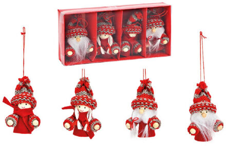 12x stuks kunststof kersthangers kerstpoppetjes/kerstmannetjes 8 cm kerstornamenten