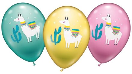 12x stuks Lama/alpaca thema ballonnen 28 cm - Ballonnen Multikleur