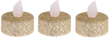 12x stuks Led theelichtjes/waxinelichtjes goud glitter - LED kaarsen Goudkleurig