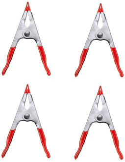 12x stuks lijmtangen / zeilklemmen plaatstaal met rode kunststof greep 10 x 3.5 cm