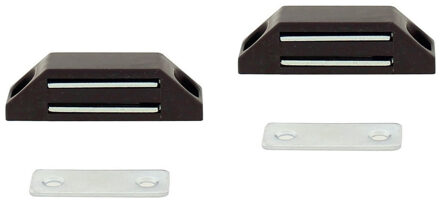 12x stuks magneetsnapper / magneetsnappers met metalen sluitplaat bruin 6 x 3,8 x 1,6 cm