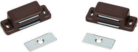 12x stuks magneetsnapper / magneetsnappers met metalen sluitplaat bruin