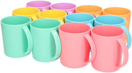 12x stuks plastic drinkbekers van kunststof 350 ml multi-color