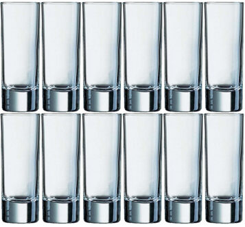 12x Stuks shotglazen/shotglaasjes van glas 65 ml - Shotglaasjes Transparant