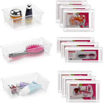 12x stuks transparante opbergbakjes/lade-verdelers in 3 formaten