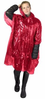 12x stuks wegwerp regenponcho rood voor volwassenen - One size