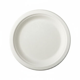 12x Suikerrieten kleine wegwerp bordjes 23 cm van biologisch afbreekbaar materiaal - Feestbordjes Wit