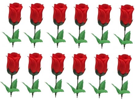 12x Super voordelige rode rozen 28 cm Valentijnsdag - Kunstbloemen Rood