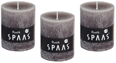 12x Taupe rustieke cilinderkaars/stompkaars 7x8 cm 30 branduren