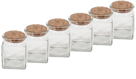 12x Transparante bewaarpotten/voorraadpotten met kurken dop van glas 400 ml