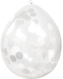 12x Transparante feestballon witte confetti 30 cm