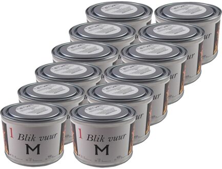 12x Tuinfakkel vuur verlichting in blik 11 x 7,5 cm - Zweedse fakkel - Vuurblik - Tuinkaars/outdoor kaars - Tuinverlichting/tuindecoratie tuinfakkels