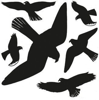 12x Vogel afweer raamstickers zwart 30 x 30 cm