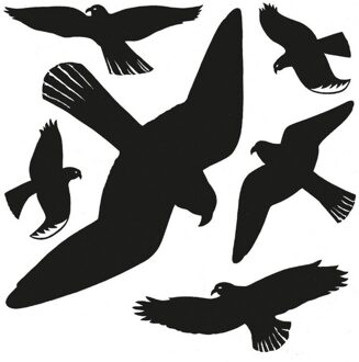 12x Vogel afweer raamstickers zwart op een vel van 30 x 30 cm - Vogelwering stickers