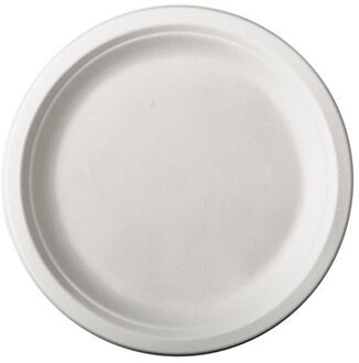 12x Witte suikerriet dinerbordjes 26 cm biologisch afbreekbaar