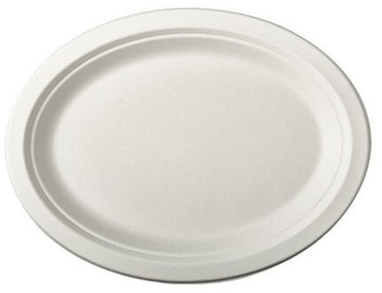 12x Witte suikerriet schaal 26 x 20 cm biologisch afbreekbaar