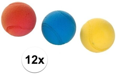 12x Zachte gekleurde tennisballen/foamballen/softballen - Vang- en werpspel Multikleur