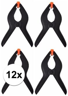 12x Zwarte Hobby Lijmklemmen - 10cm - Marktkraam Klemmen - Hobbyklemmen - 12 Stuks