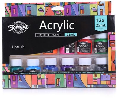 12X25Ml Zware Body Kleuren Rijke Pigmenten Acrylverf Set Voor Schilderen Canvas Ambachten