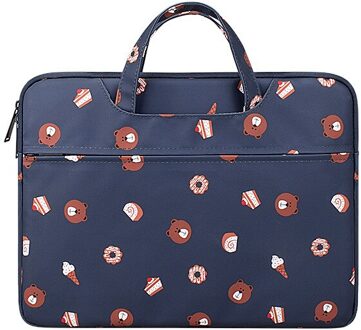 13.3/14.1/15.4Inch Laptop Tas Draagbare Rits Map Voor Document Tas Handtas Aktetas Kawaii Notebook Briefpapier opslag 14.1duim donker blauw