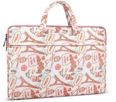 13.3/14.1/15.4Inch Laptop Tas Draagbare Rits Map Voor Document Tas Handtas Aktetas Kawaii Notebook Briefpapier opslag 15.4duim roze-wit