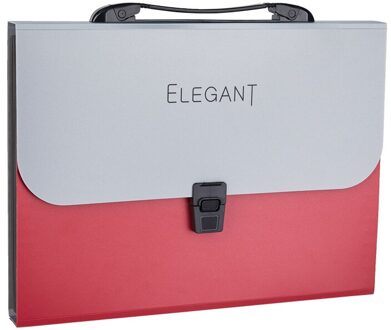 13 Grids Handheld Bestand Orgel Zak Map Multifunctionele Organizer Opslag Houder Office Document A4 Papier Map rood