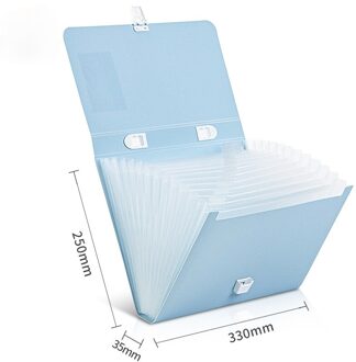 13 Grids Handheld Bestandsmap Orgel Doos Tas Multifunctionele Organizer Opslag Houder Office Document A4 Papier Map blauw