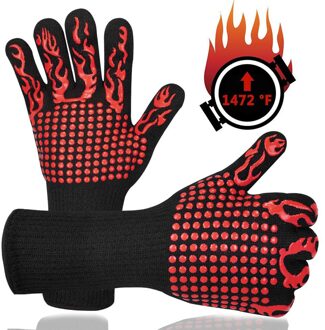 13 Inch 1472 ℉ Oven Handschoenen Hittebestendige Handschoenen Antislip Siliconen Bbq Handschoenen Keuken Veilig Koken Handschoenen Voor barbecue Grillen