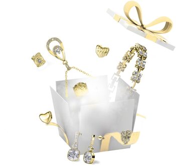 13 juwelen en 11 verrassingskralen voor een doe-het-zelf-adventskalender - goud en kristal - One Size